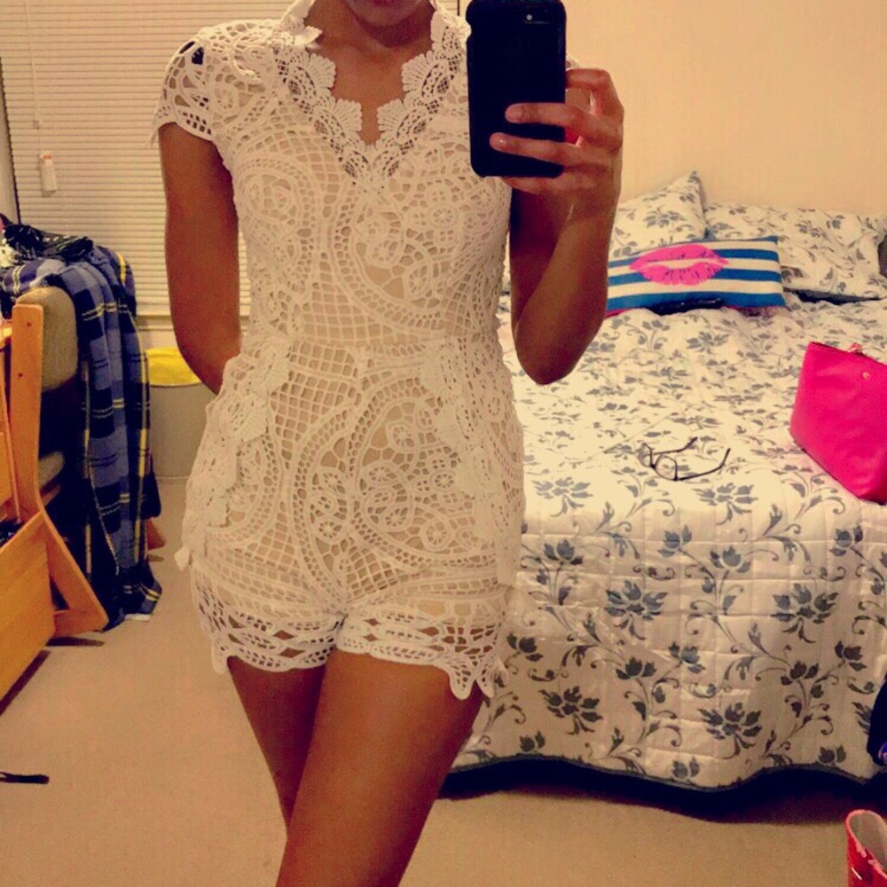 White Crochet styled romper